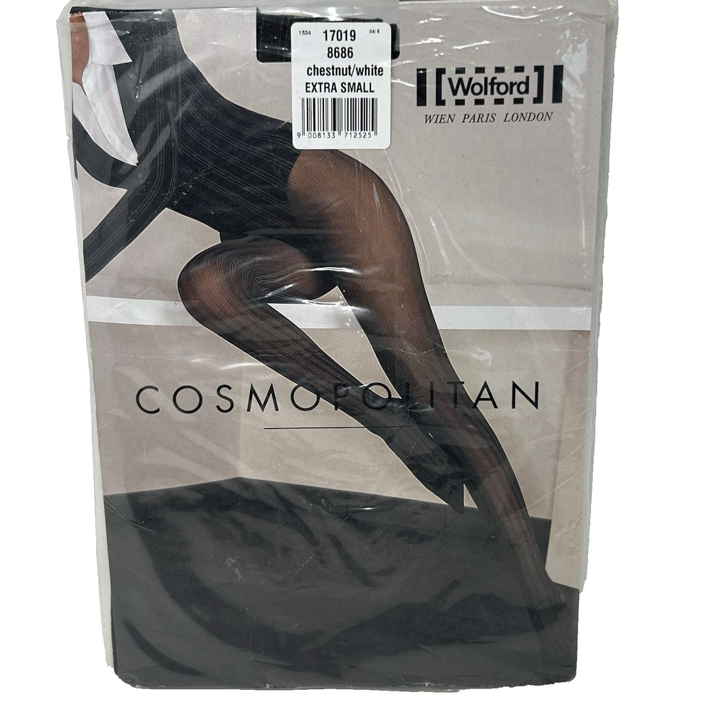 Wolford Stockings Tights Size XS Brown White Stripe Vintage‎ New Open Package